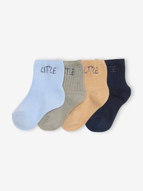 Baby-Socks & Tights-Pack of 4 Pairs of "Little" Socks for Babies