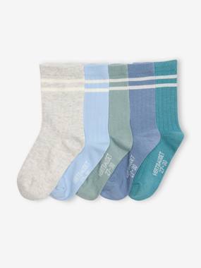 Boys-Underwear-Pack of 5 Pairs of Striped Rib Knit Socks for Boys