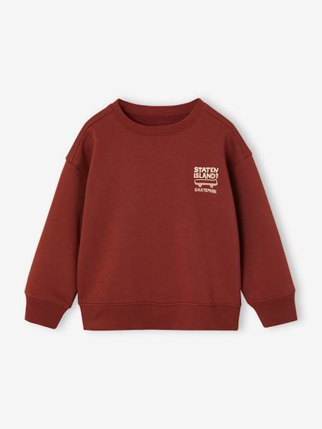 Sweatshirt with Chest Motif for Boys pistachio+terracotta - vertbaudet enfant 