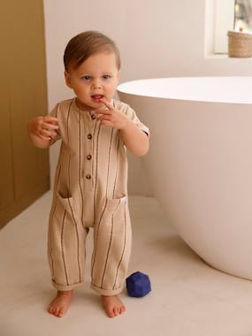 Baby-Striped Fancy Knit Jumpsuit for Babies