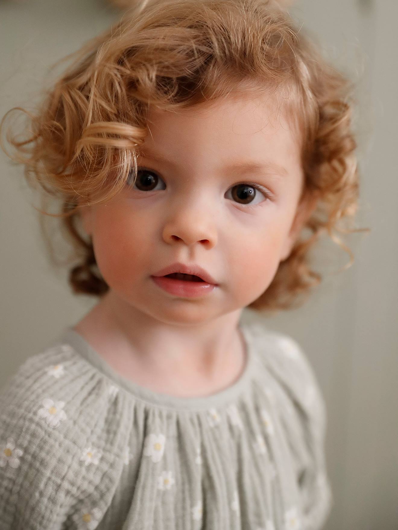 Printed baby blouse - grey green, Baby
