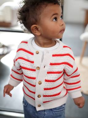 -Openwork Knit Cardigan for Babies