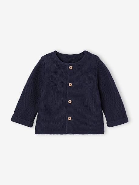 Baby Cardigan - BASICS 100% Cotton ecru+marl beige+navy blue+sage green - vertbaudet enfant 