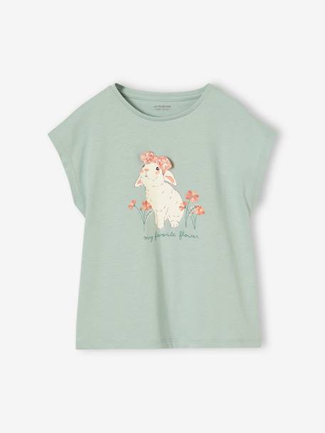 Tee-shirt motif fantaisie fille abricot+bleu grisé+écru+fraise - vertbaudet enfant 