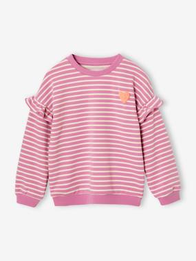 Girls-Sailor-type Sweatshirt with Ruffles on the Sleeves, for Girls