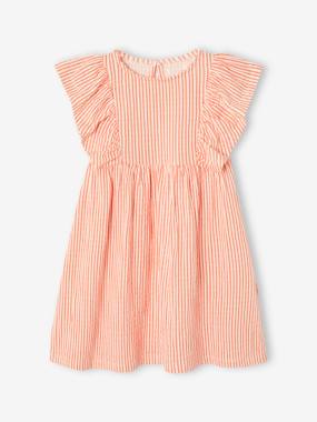 Girls-Dresses-Floral Dress in Jersey Knit with Relief, for Girls