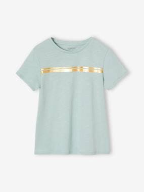 Girls-Sports T-Shirt with Iridescent Stripes for Girls