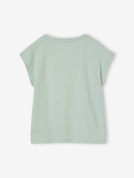 Tee-shirt motif fantaisie fille abricot+bleu grisé+écru+fraise - vertbaudet enfant 
