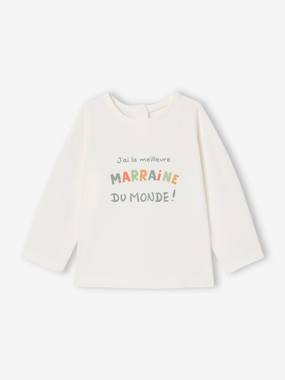 Baby-Message for Godparents T-Shirt with Press Studs on the Back, for Babies