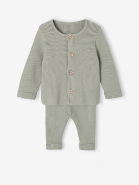Ensemble bébé mixte gilet pantalon en tricot blanc, Bébé