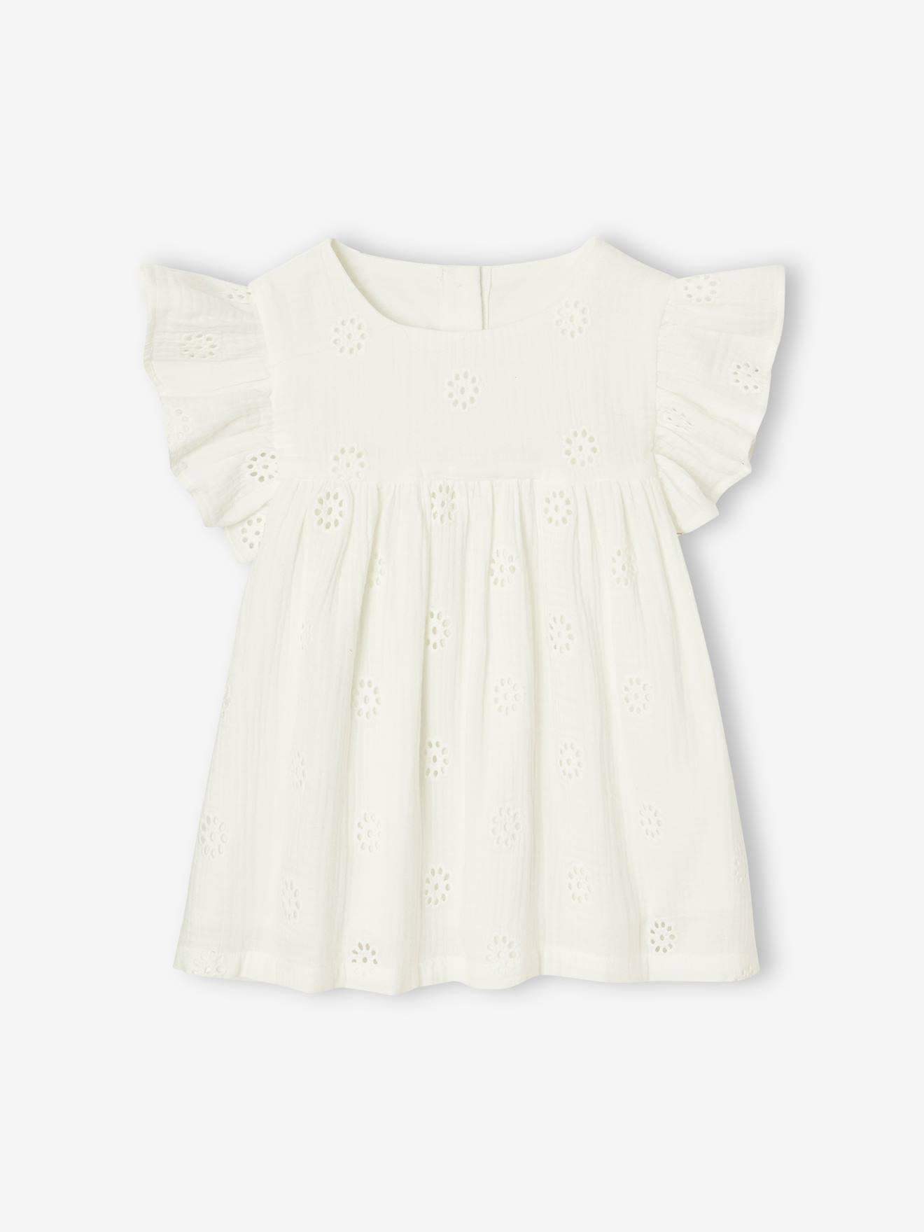 Embroidered Ruffled Blouse for Girls - ecru, Girls
