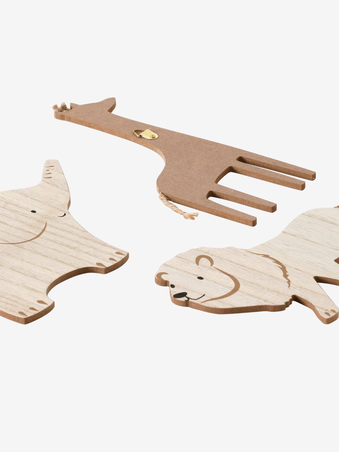 Lot De 3 Porte-photos Animaux En Bois - Multicolore - Pour Photos Format Passeport - NEUF