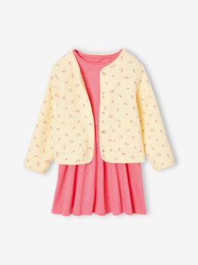 Fille-Ensemble-Ensemble veste matelassée imprimée fleurs + robe fille