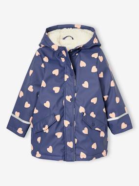 Girls-Raincoat with Sherpa Lining for Girls