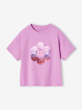 T-shirt basique fille jeune dimension en coton floral blanc