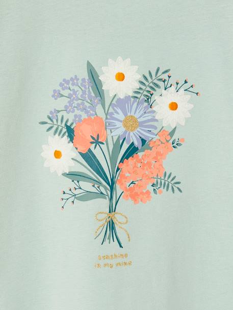 T-shirt à motif irisé fille manches courtes volantées blanc+bleu ciel+écru+jaune pâle+marine+mauve+pêche+rose pâle - vertbaudet enfant 