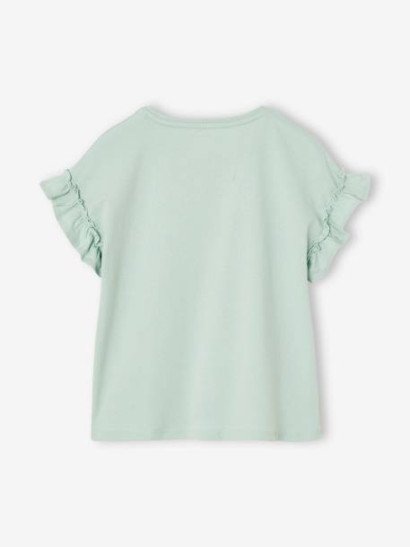 T-shirt à motif irisé fille manches courtes volantées blanc+bleu ciel+écru+jaune pâle+marine+mauve+pêche+rose pâle - vertbaudet enfant 