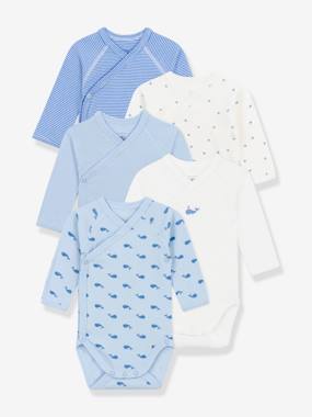 -Pack of 5 Long-Sleeved Bodysuits for Babies, PETIT BATEAU