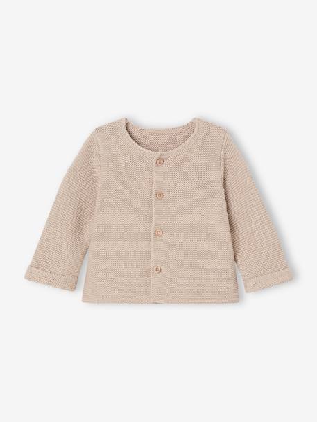 Baby Cardigan - BASICS 100% Cotton ecru+marl beige+navy blue+sage green - vertbaudet enfant 
