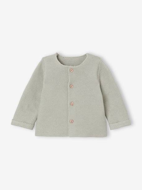 Baby Cardigan - BASICS 100% Cotton ecru+marl beige+navy blue+sage green - vertbaudet enfant 