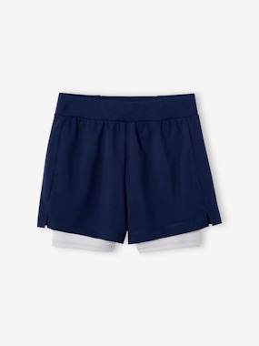 Girls-2-in-1 Sports Shorts in Techno Fabric, for Girls