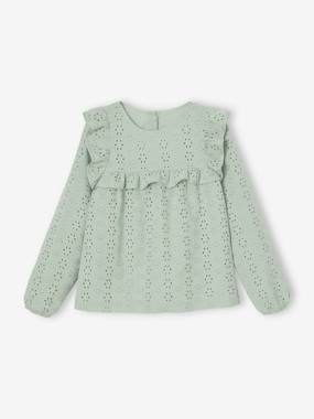 Fille-Chemise, blouse, tunique-Blouse à volants en broderie anglaise fille