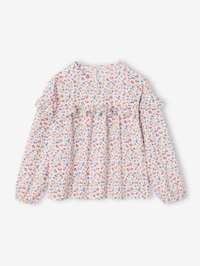 Girls-Floral print frill blouse for girls