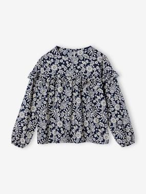 Girls-Floral print frill blouse for girls