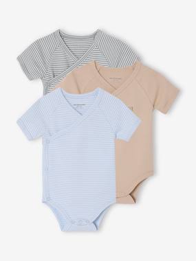 Baby-Bodysuits-Pack of 3 short-sleeved baby bodysuits "my little heart"