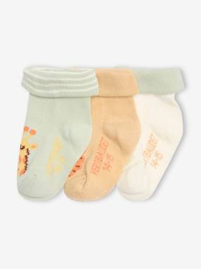 Baby-Socks & Tights-Pack of 3 Pairs of "Savane" Socks for Babies