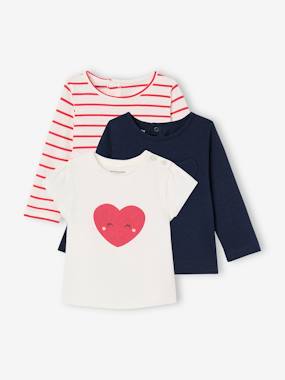 Baby-T-shirts & Roll Neck T-Shirts-Pack of 3 long-sleeved t-shirts for girls - BASICS