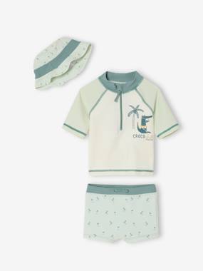 -Swim Set: UV-Protection T-Shirt, Shorts & Bucket Hat for Babies