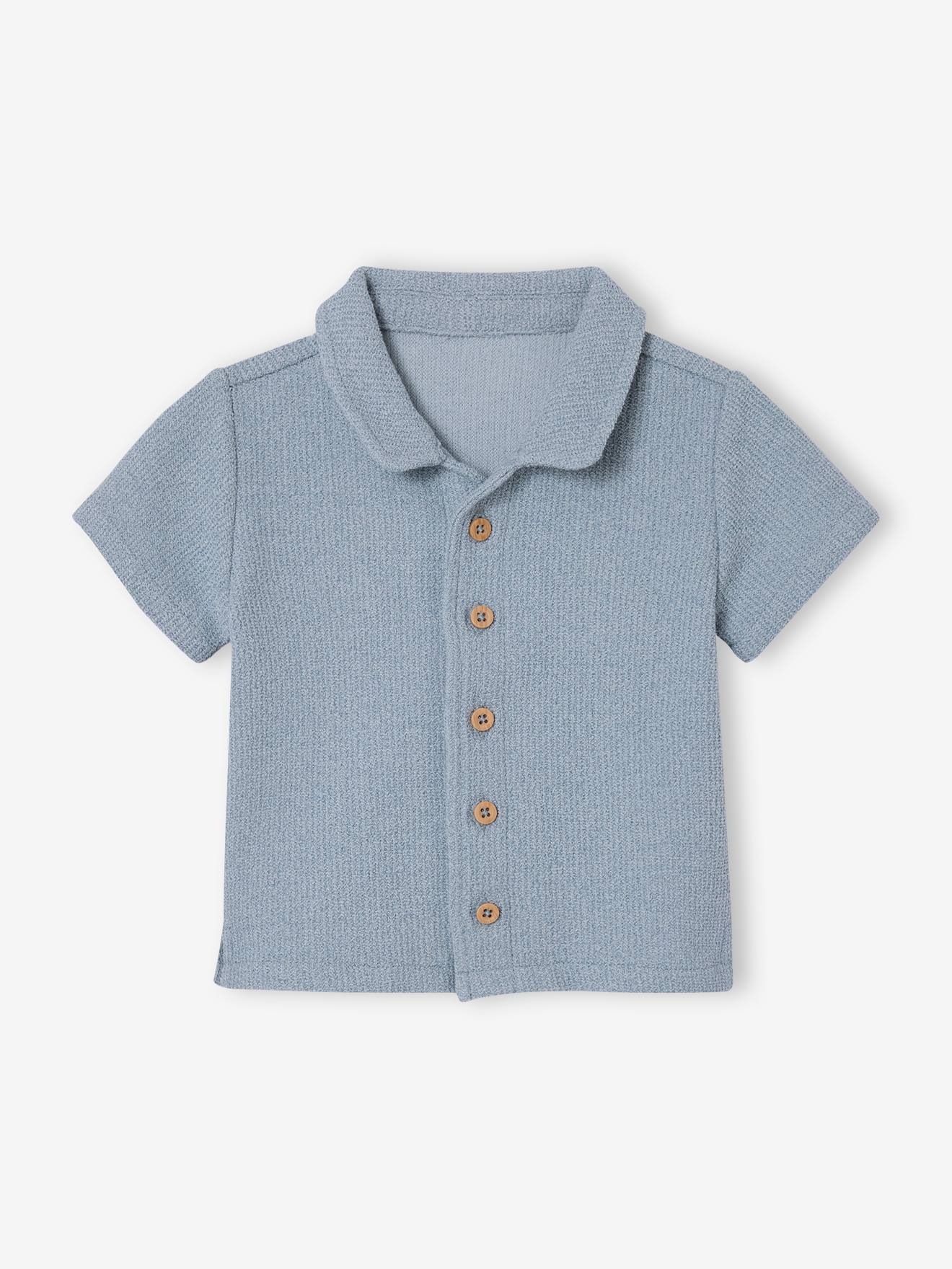 Chemise Enfant Manches Courtes 2025 - Taille S, Polyester Doux, Col Boutonné, Unisexe Garçon/fille