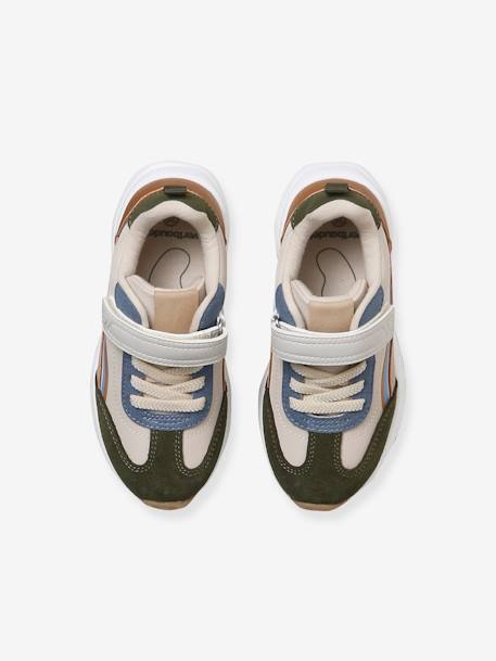 Laces & Hook-and-Loop Trainers for Children, Designed for Autonomy set beige+set blue - vertbaudet enfant 