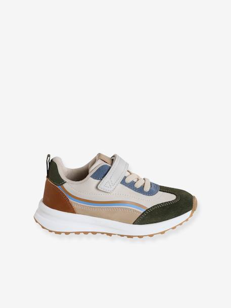 Laces & Hook-and-Loop Trainers for Children, Designed for Autonomy set beige+set blue - vertbaudet enfant 