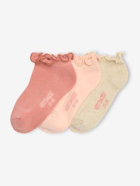 Girls-Underwear-3 Pairs of Frilly Trainer Socks for Girls