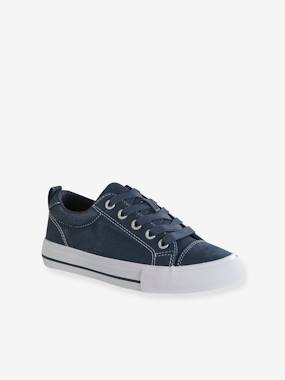 Shoes-Boys Footwear-Vintage Lace-Up Trainers with Zip, for Kids