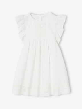 Occasion Wear Dress in Broderie Anglaise for Girls  - vertbaudet enfant