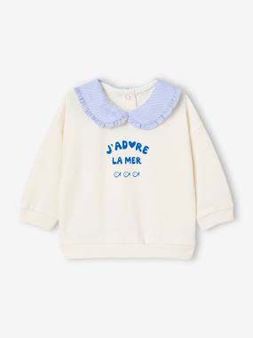 Baby-Jumpers, Cardigans & Sweaters-Sweatshirt with Peter Pan Collar, for Babies