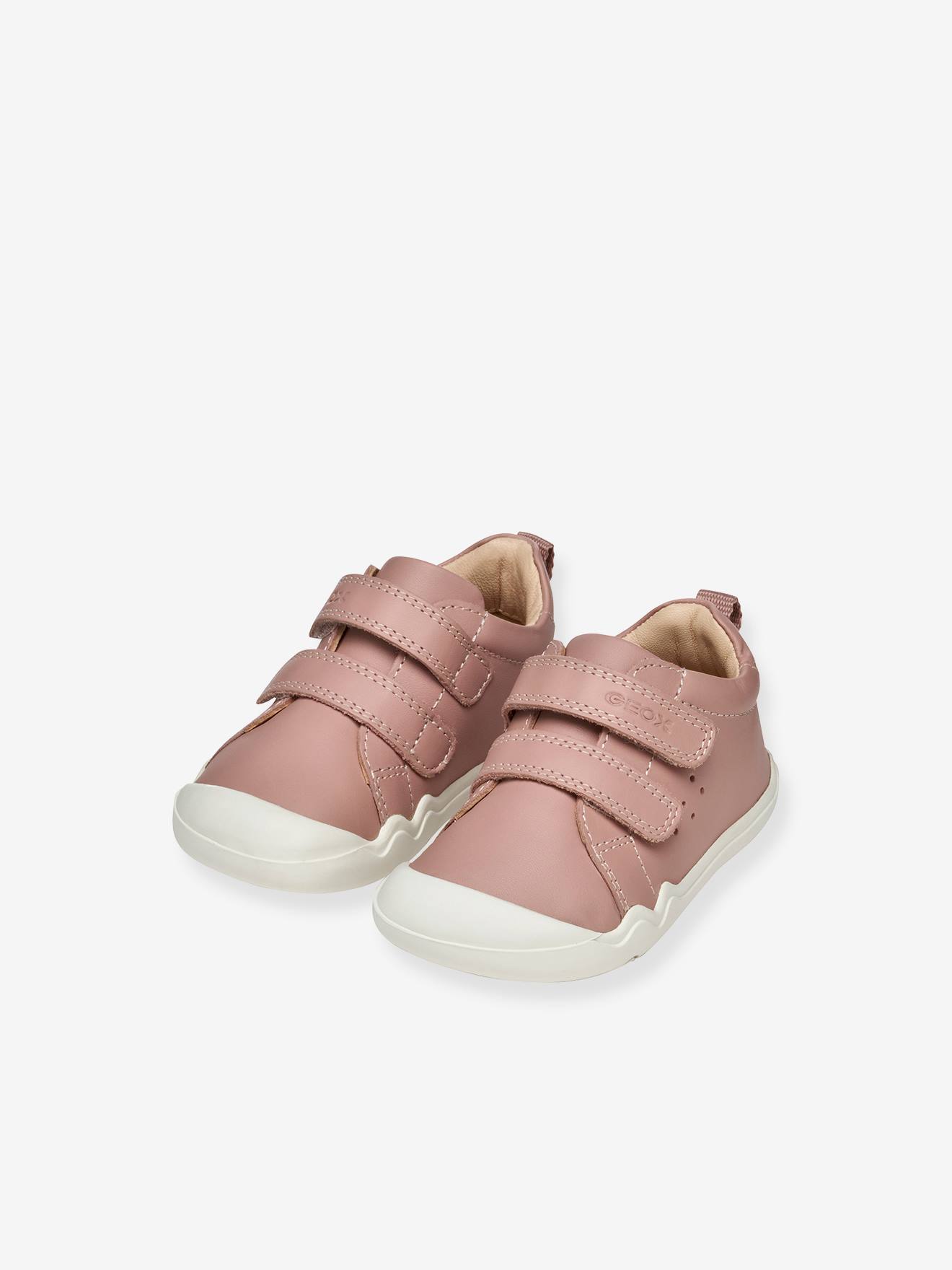 Baskets Geox Steppieup B4663A Pour Fille - Chaussures Pieds Nus En Cuir Nappa, Semelle Flexible, Fermeture Scratch, Couleur Rose - 10