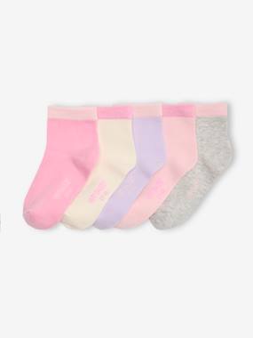 Girls-Underwear-Pack of 5 Pairs of Two-Tone Socks for Girls