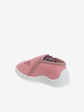 Chaussons Bébé VERTBAUDET "mes Petits Coeurs" - Toile Rose, Zippés, Semelle Antidérapante, Pointure 23