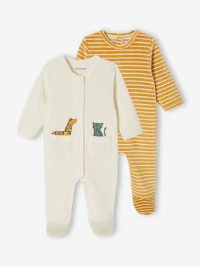 Baby-Pack of 2 velvet sleepsuits