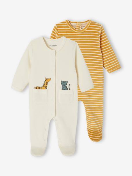 Pack of 2 velvet sleepsuits yellow - vertbaudet enfant 