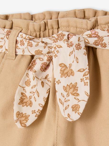 Paperbag Trousers with Belt, for Babies cappuccino+ecru+lichen+pale pink - vertbaudet enfant 