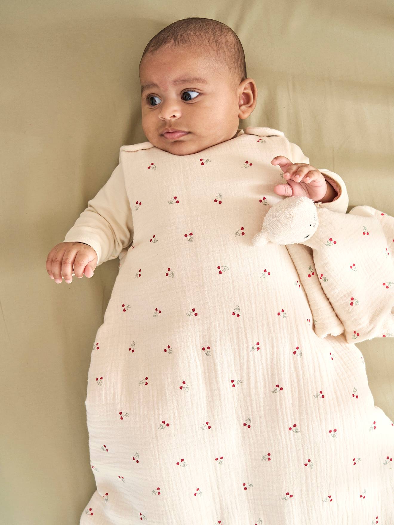 Gigoteuse Sans Manches Vertbaudet Hygge - Imprimé Feuillage Beige - Taille 0/6 Mois - Ouverture Zip Complète - TOG 2.5 - 4