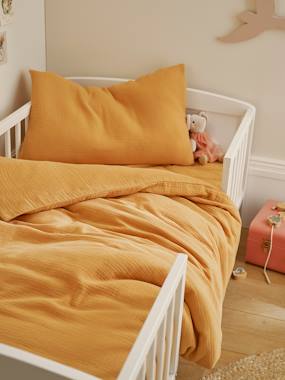 -Plain Duvet Cover + Pillowcase Set in Organic Cotton* Gauze for Babies