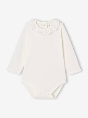 Baby-Bodysuits-Long-sleeved baby bodysuit with English embroidery collar