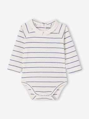 Baby-Bodysuits-Long-sleeved baby bodysuit with poplin collar