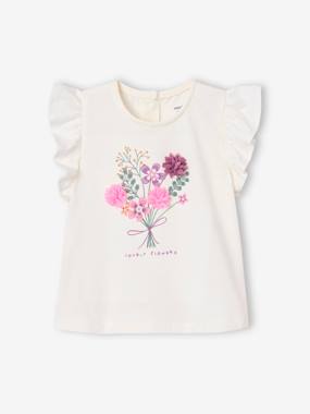 -T-Shirt with Flowers in Relief, for Babies